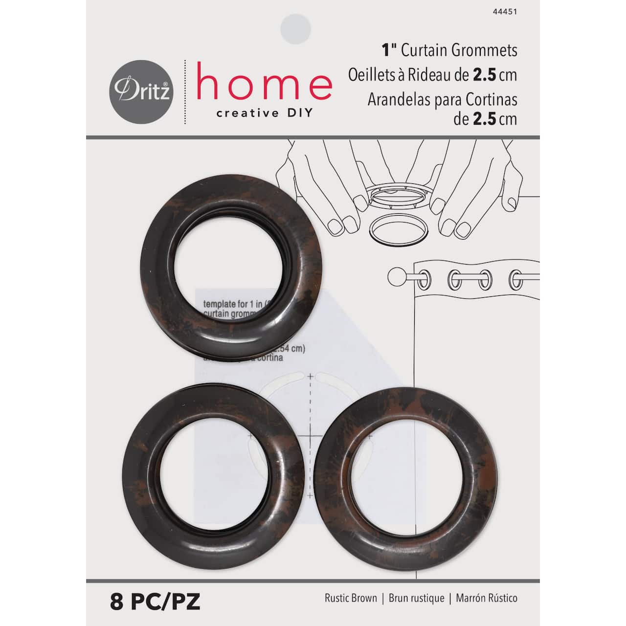 Dritz® Home Rustic Brown 1" Round Curtain Grommets, 8ct.